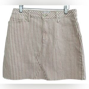 New with tags PAIGE Aideen Denim Striped
Frayed Hem Mini Skirt Size: 29.